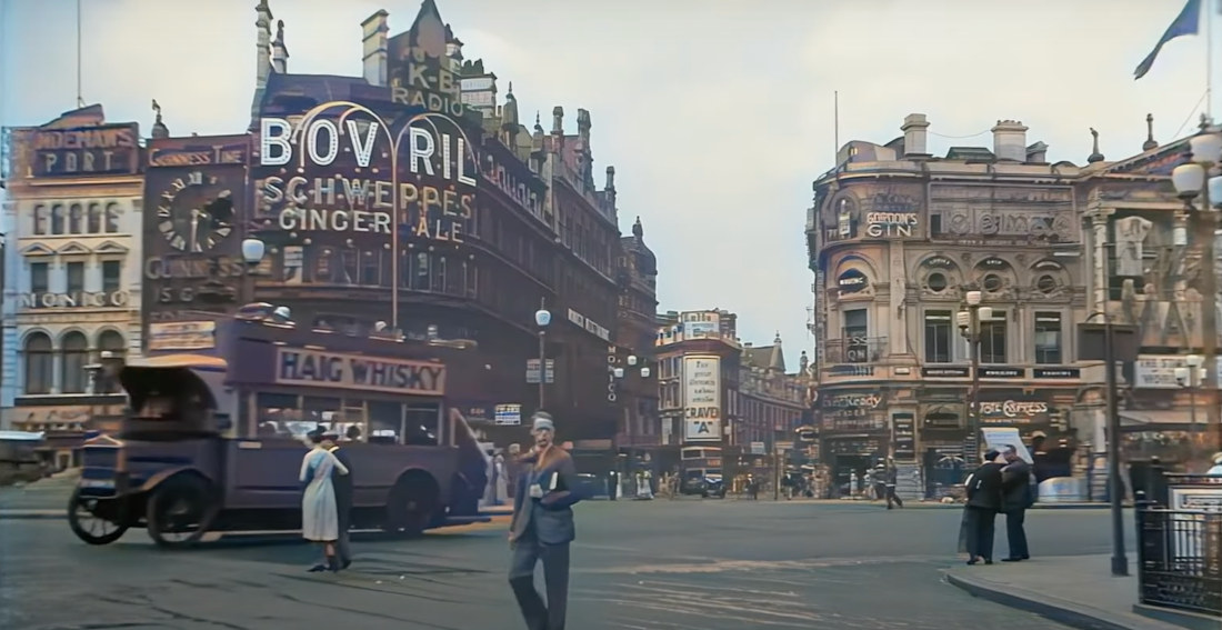 A Day In London: 1930’s Video Of London Upscaled With AI And Colorized