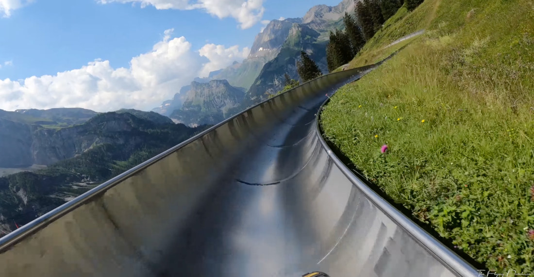 4K POV Ride Of Mountain Coaster In The Swiss Alps