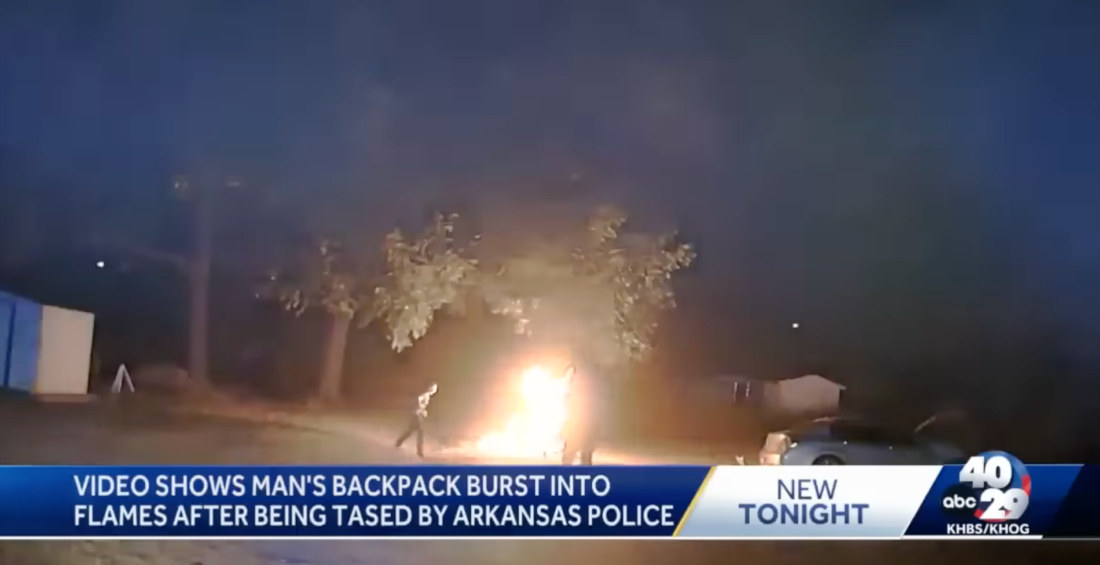 Guy Running From Cops Gets Tased, Backpack Bursts Into Flames