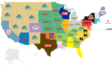 A US Map Of The Most Popular Grocery Store Chain In Each State