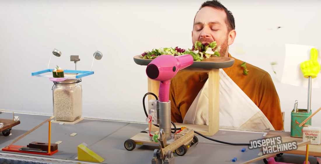 Conveyor Belt Rube Goldberg Machine Feeds A 5-Course Meal