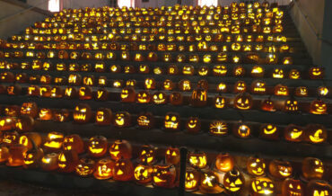 Hundreds Of Carved Pumpkins Lining The Stairs At Transylvania University