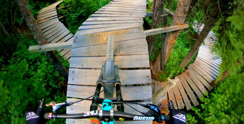 Mountain Bike Trail With Elevated Wooden Bridges