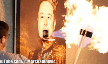 Elon Musk Portrait Flamethrower Security System With Facial Recognition