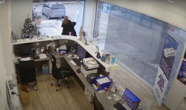 Wind Catches Glass Door, Shatters It