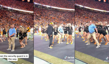 Overzealous Security Guard Secretly In On Cheerleading Routine