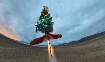 Launching An 8-Foot Christmas Tree Model Rocket