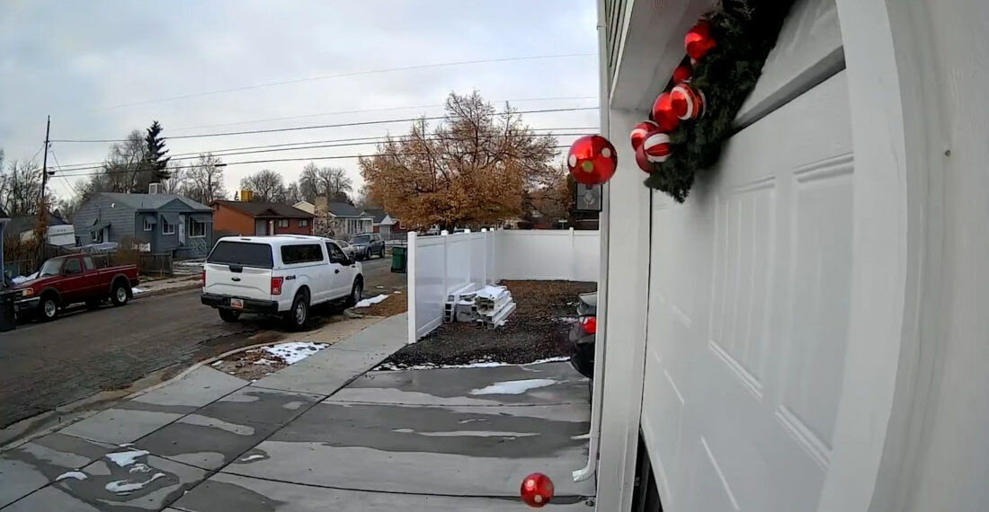 Automatic Garage Door Eats Christmas Wreath
