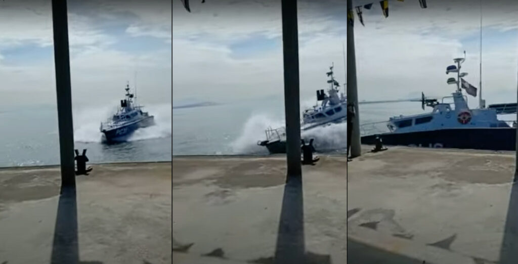 Coming In Hot!: Police Boat Captain Performs Drifting-Style Quick Dock