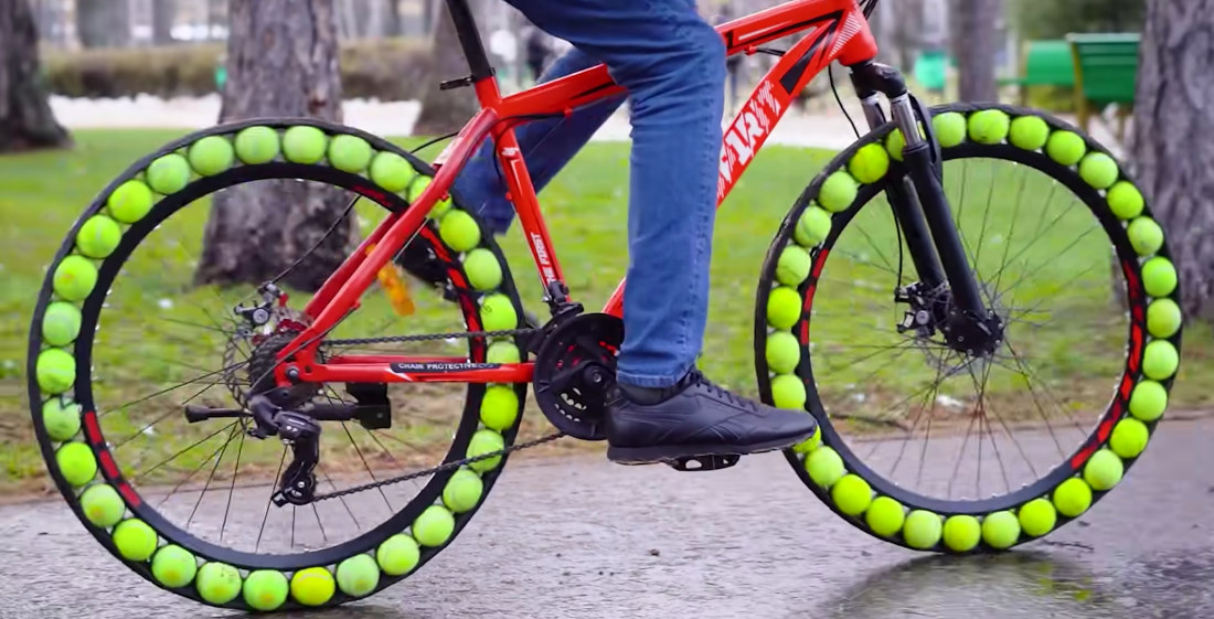 Building And Riding A Bike With Tennis Ball Tires