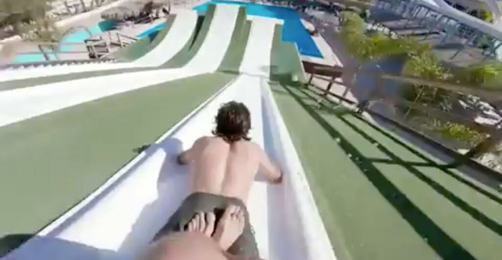 Water Slider Gives Buddy A Butt Boost For Max Height