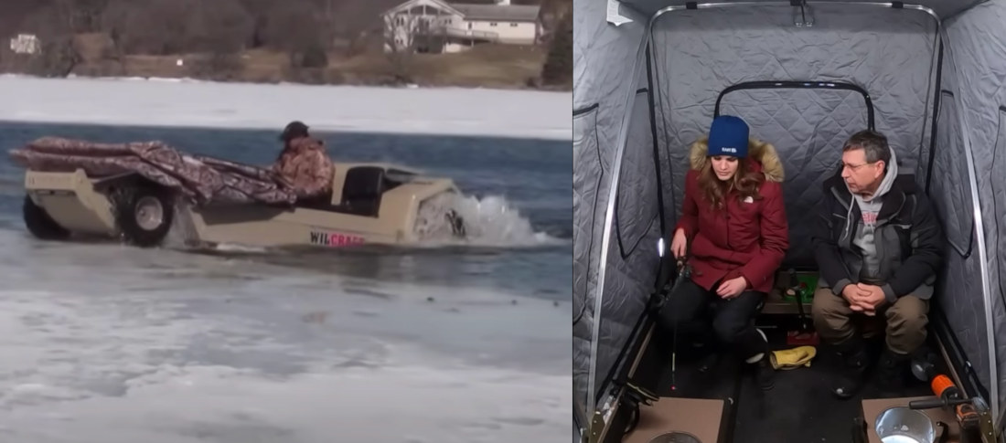 Man Manufactures His Own Mobile Ice Fishing Huts