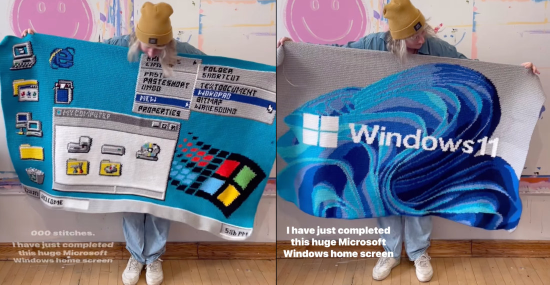 Woman Crochets 104,800 Stitch Windows Home Screen Blanket