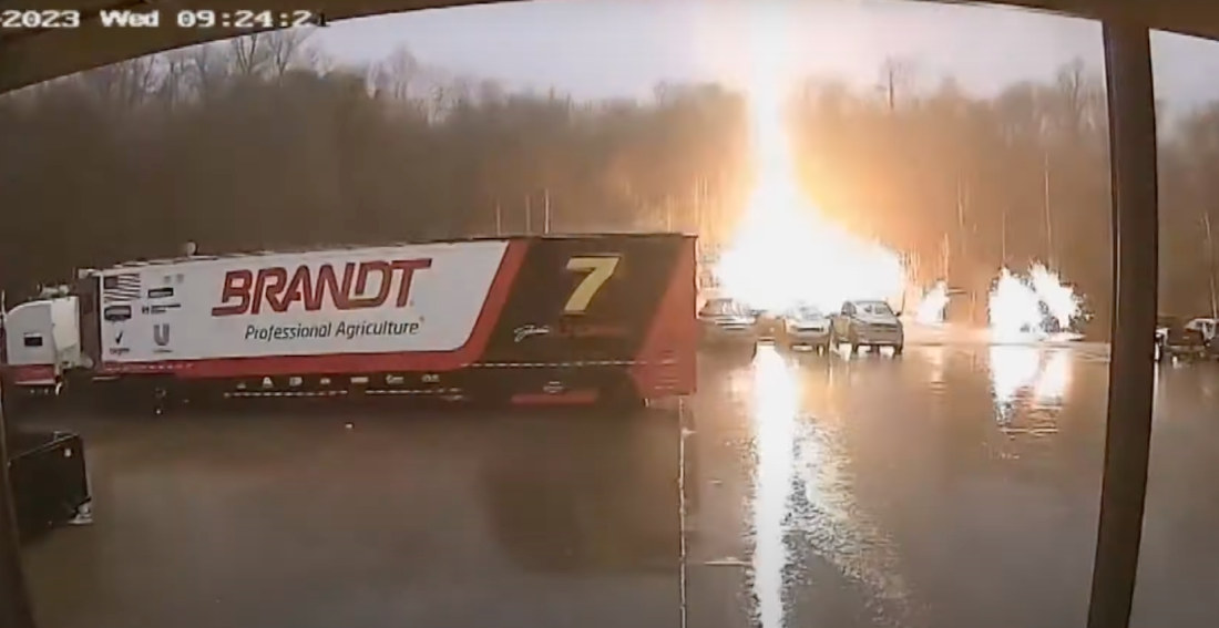 Lightning Strikes Truck, Turns Headlights On