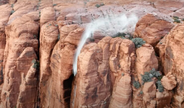 Footage Of Reverse Waterfall Captured In Utah