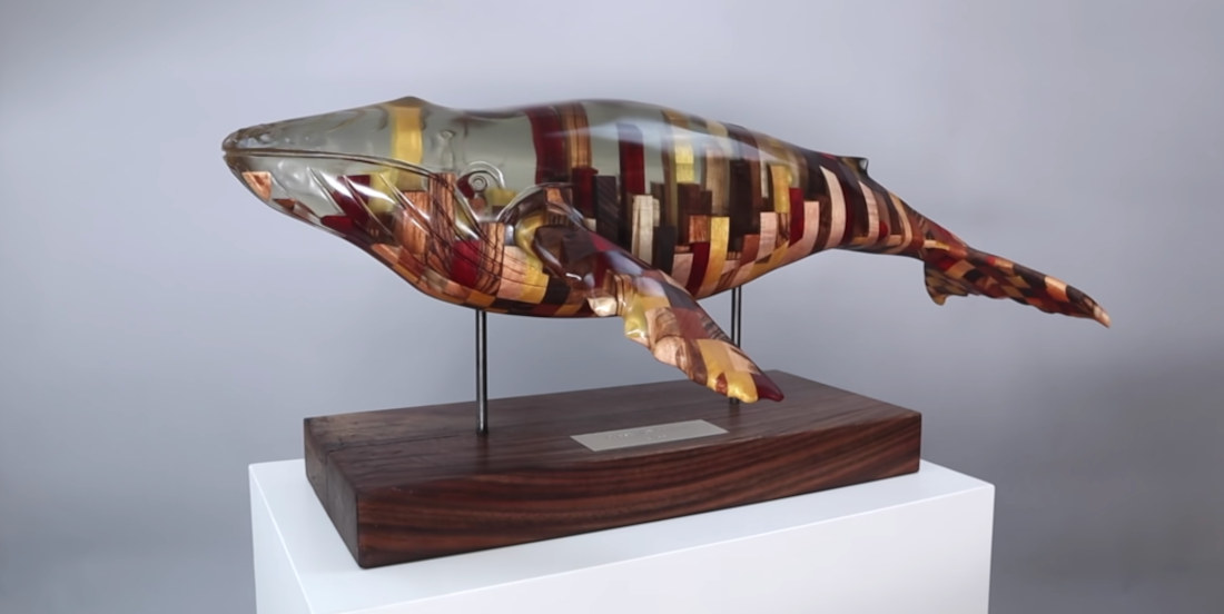 Carving An Exotic Wood And Epoxy Whale Sculpture