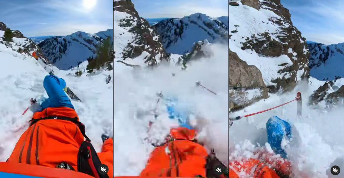 Helmetcam Footage Of Skier Swept Up In Avalanche