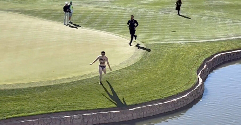Streaker At PGA Golf Tournament Bellyflops Into Water Hazard