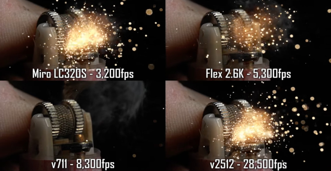 Side-By-Side Comparison Of Lighting A Lighter At Different Speeds Of Slow Motion