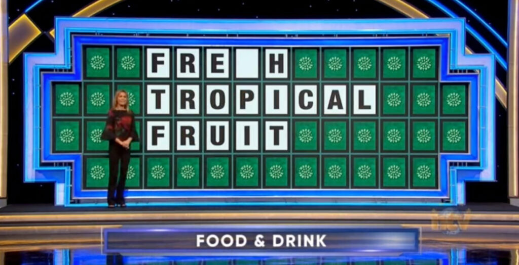 Woman Guesses A 'G' For Wheel Of Fortune Puzzle 'FRE_H TROPICAL FRUIT'
