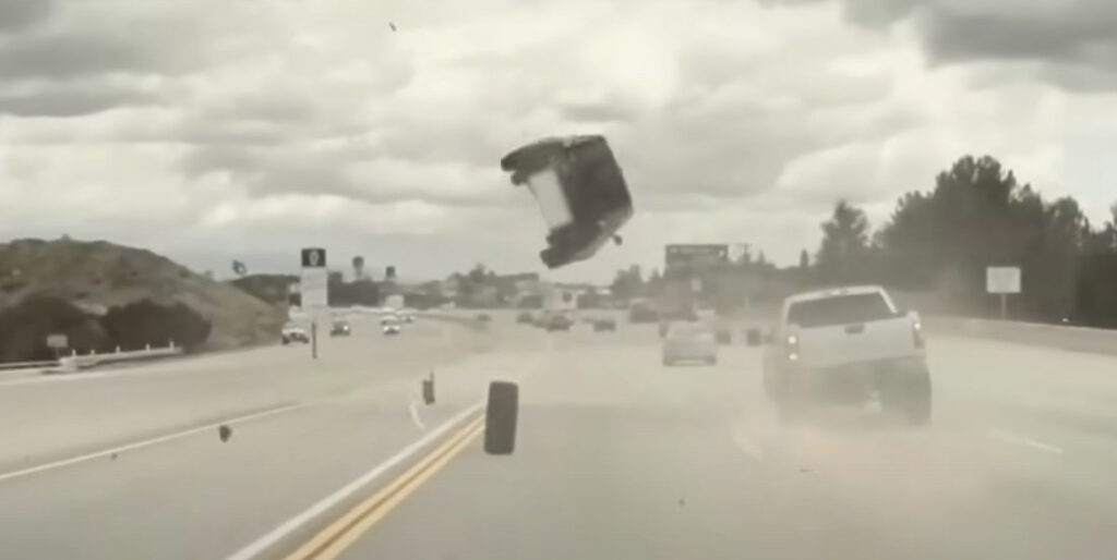 Holy Smokes!: Runaway Tire Launches Kia High Into The Sky On Highway