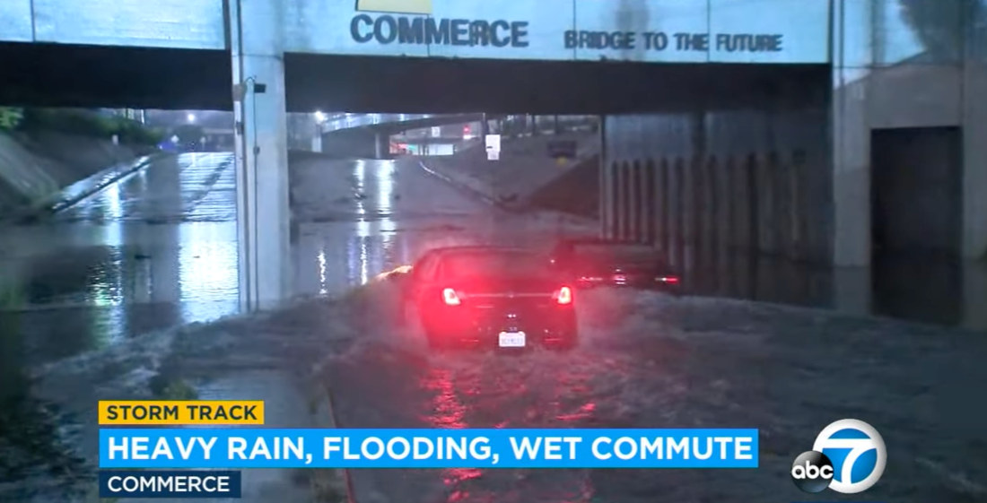 Driver Ignores Other Stalled Vehicle In Flood Water, Goes For It Anyway
