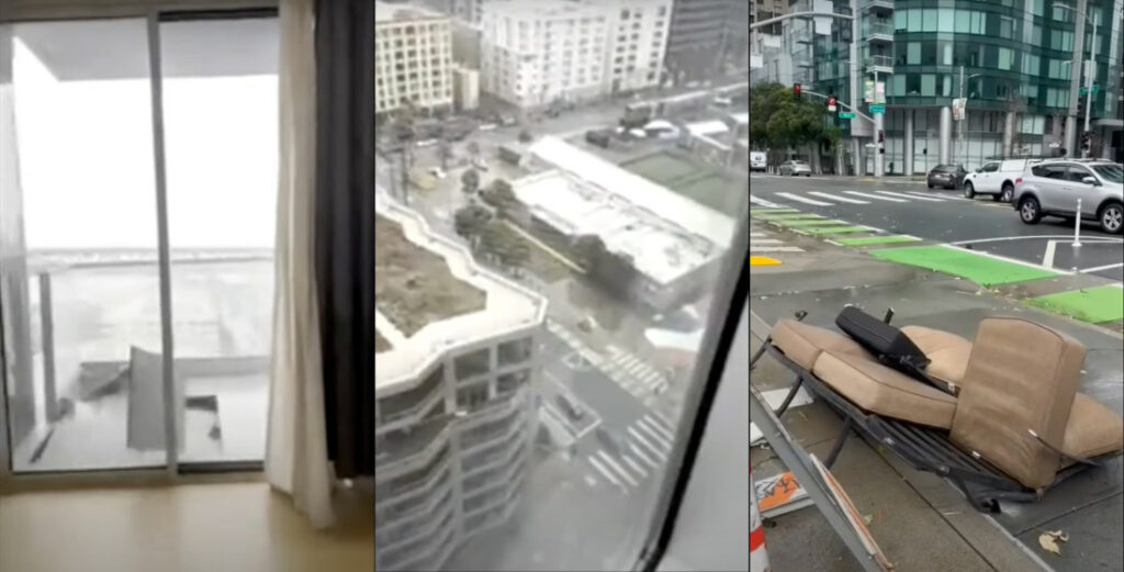 Couch Flies Off 21st Story Balcony In San Francisco Due To High Winds