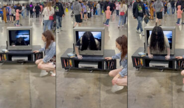 ‘The Ring’ Samara Climbing Out Of TV Cosplay