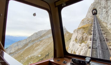 First Person POV Of Ride Up Swiss Alps Cogwheel Train