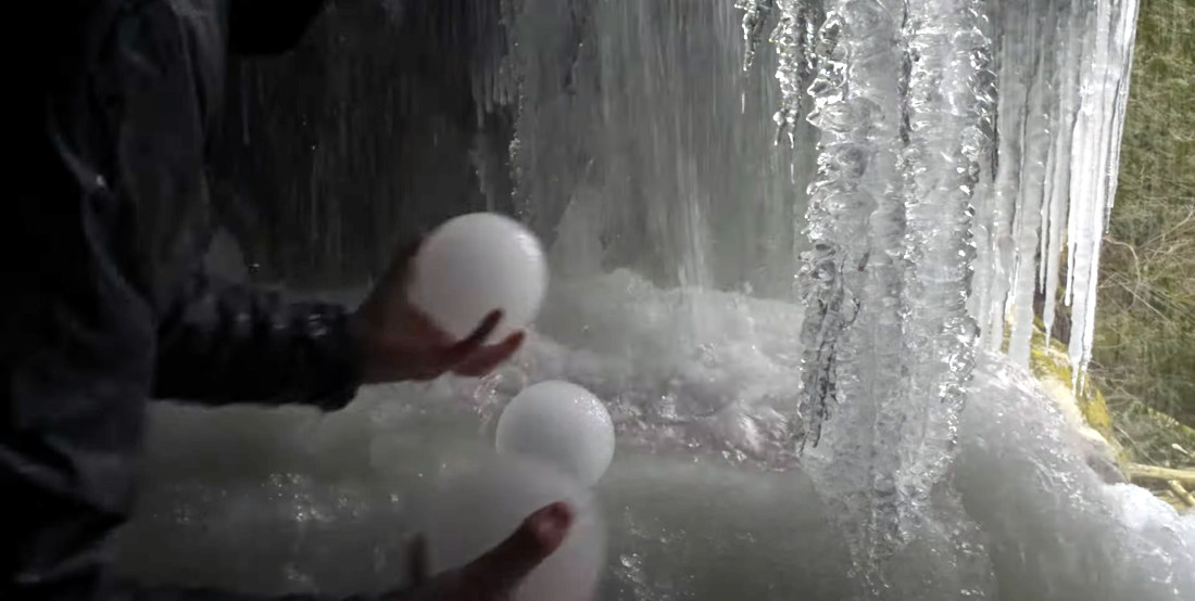 Winter Waterfall Produces Perfectly Round Ice Spheres