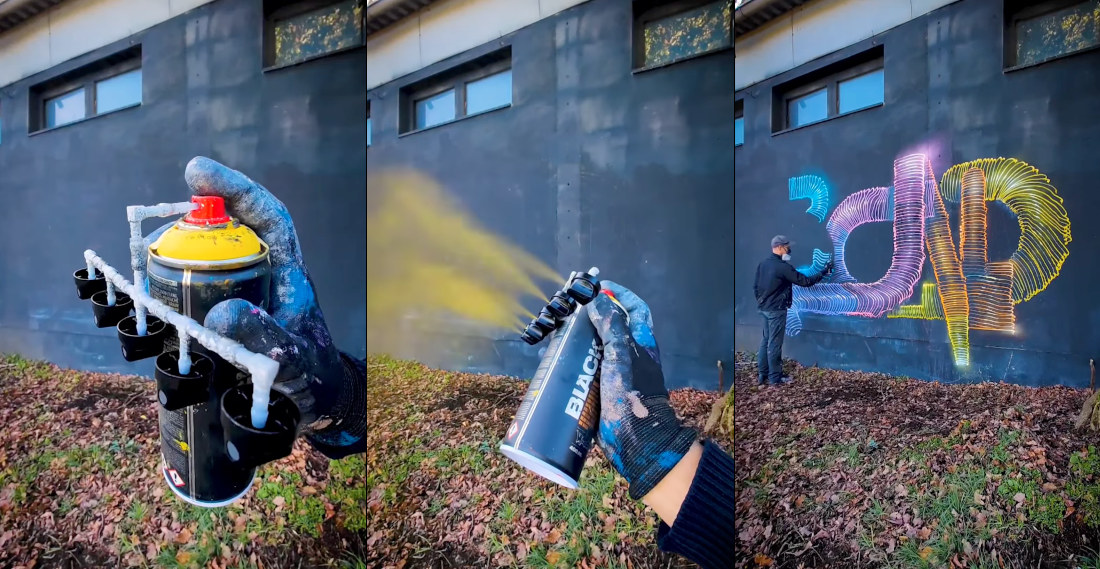 Graffiti Artist Mods Spray Paint Can To Spray Five Lines At Once