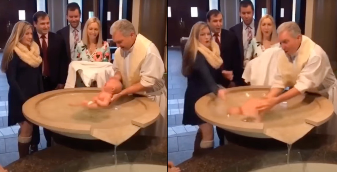 Baby Faceplants During Baptism