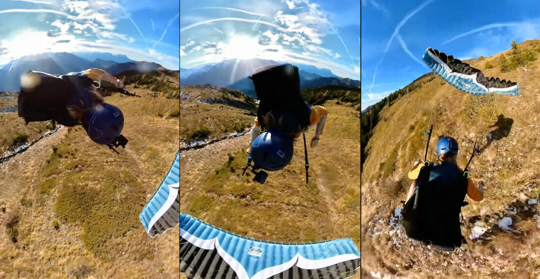 Downhill Speedflying Parachutist Crashes Attempting Barrel Roll