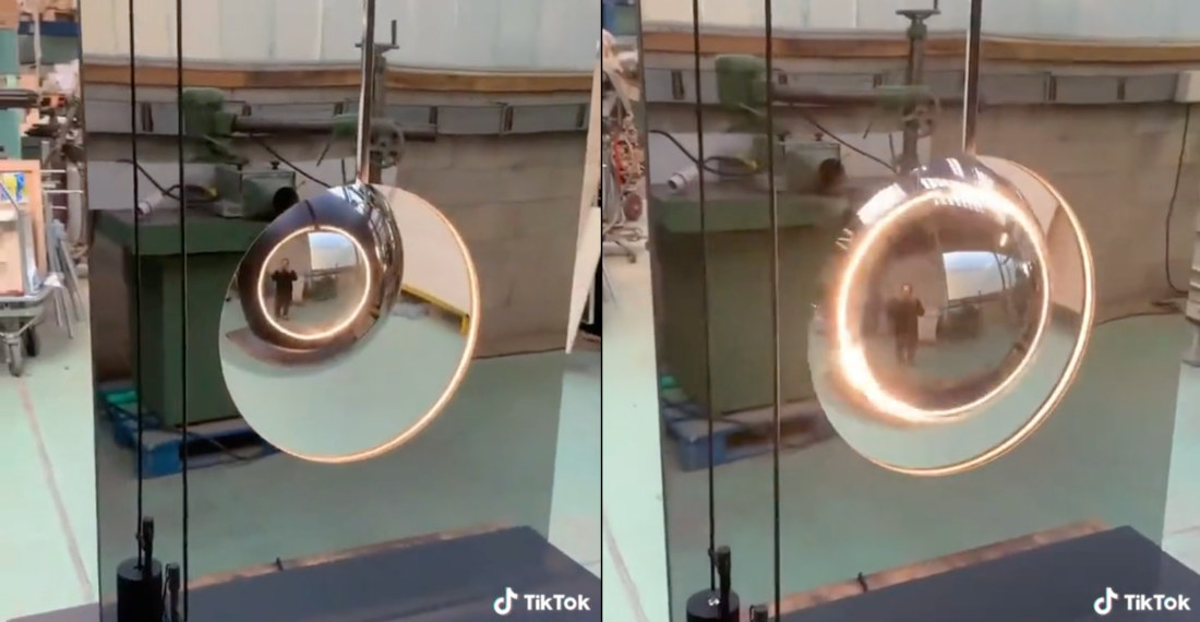 Trippy Chrome Ball Through Portal Hole Kinetic Sculptures