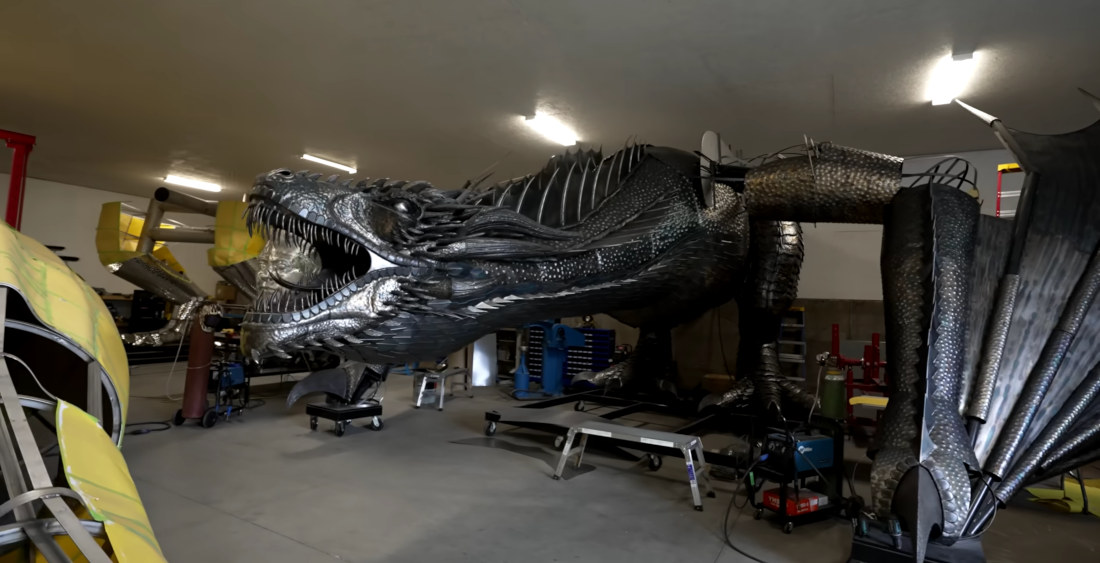 Man Welds 15,000 Pound Fire-Breathing Steel Drogon Statue From Game Of Thrones