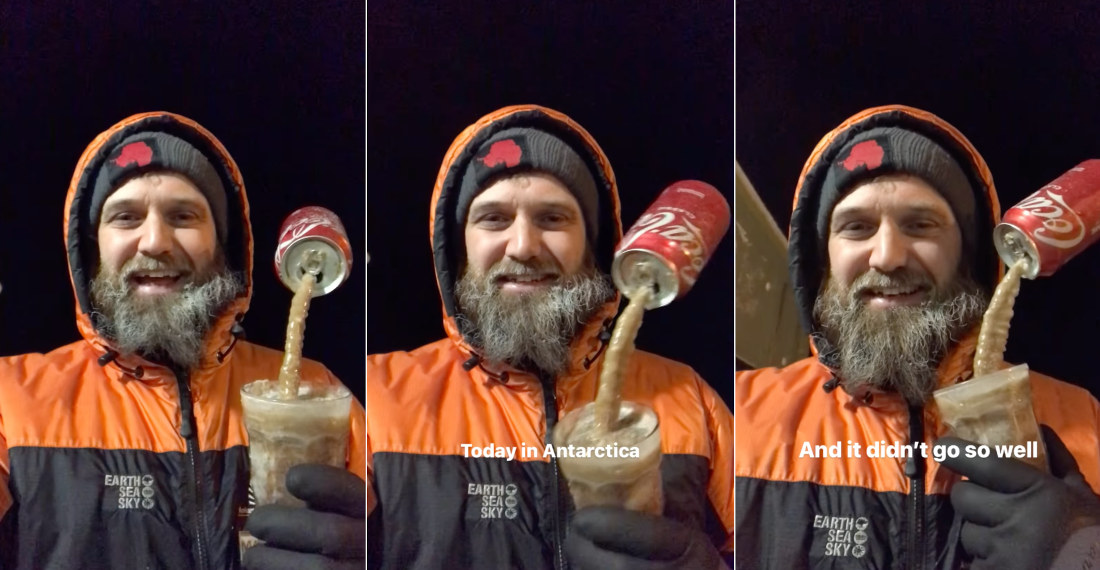 Coke Can Freezes In Midair During Attempted Pour In Antarctica