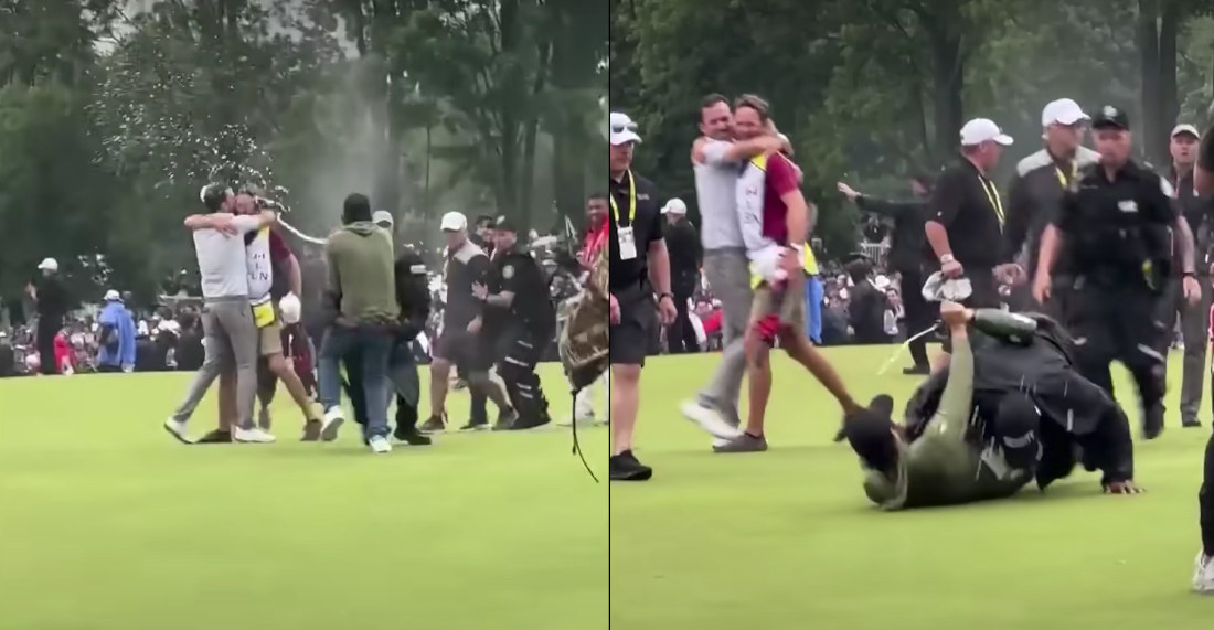 Fore!: Mistaken For Fan, Pro Golfer Gets Tackled By Security Trying To Celebrate Win