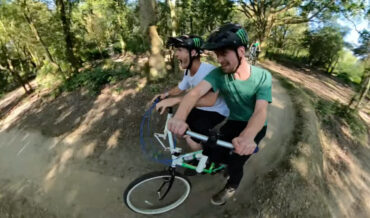 Riding A Side-By-Side Tandem Mountain Bike