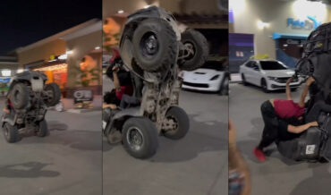 Tandem 4 Wheeling Stunt Goes Wrong, Gets Freaky Deaky