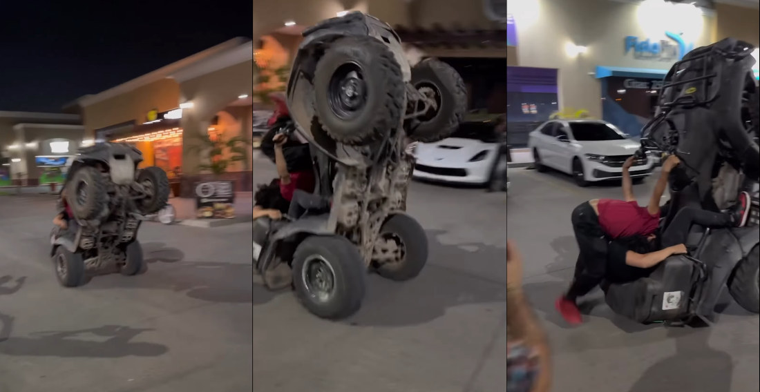 Tandem 4 Wheeling Stunt Goes Wrong, Gets Freaky Deaky