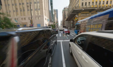 Cyclist Follows Rollerblader Absolutely Blasting Through New York City