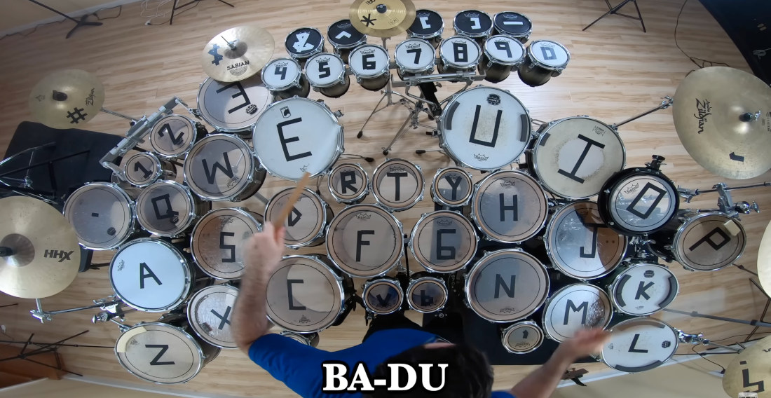 Man Creates Full QWERTY Keyboard Out Of Drums