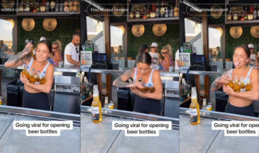 Bartender Demonstrates Her Skill By Opening 5 Bottles In 1 Second
