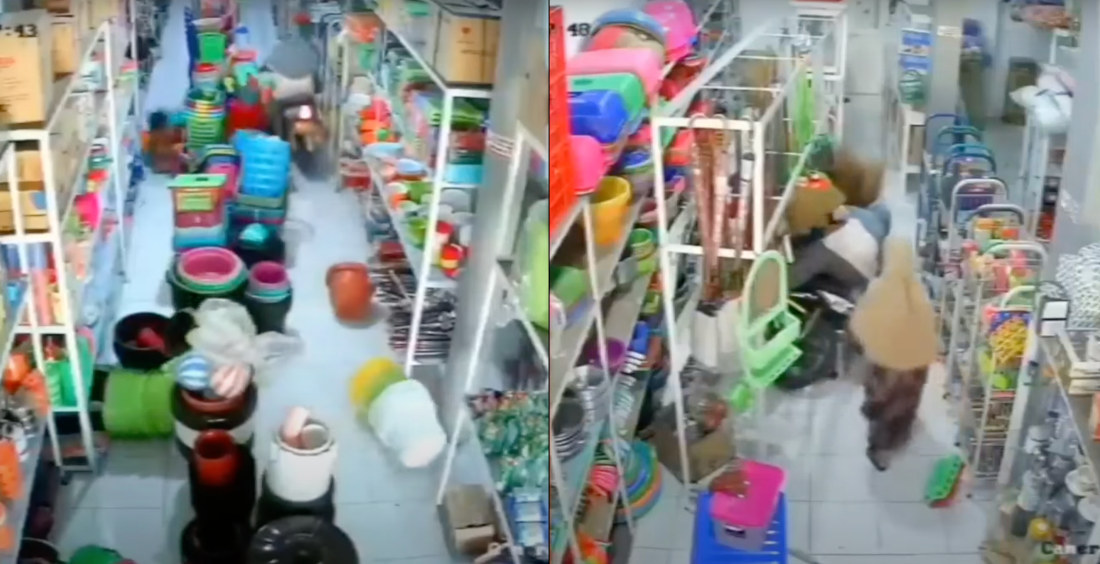 Woman Unable To Stop Moped Accidentally Drives Through Entire Store