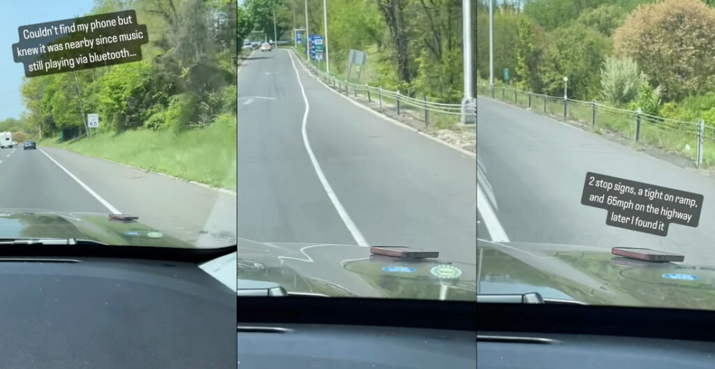 Man Can't Find Phone, Realizes Its On The Hood While Driving On Highway