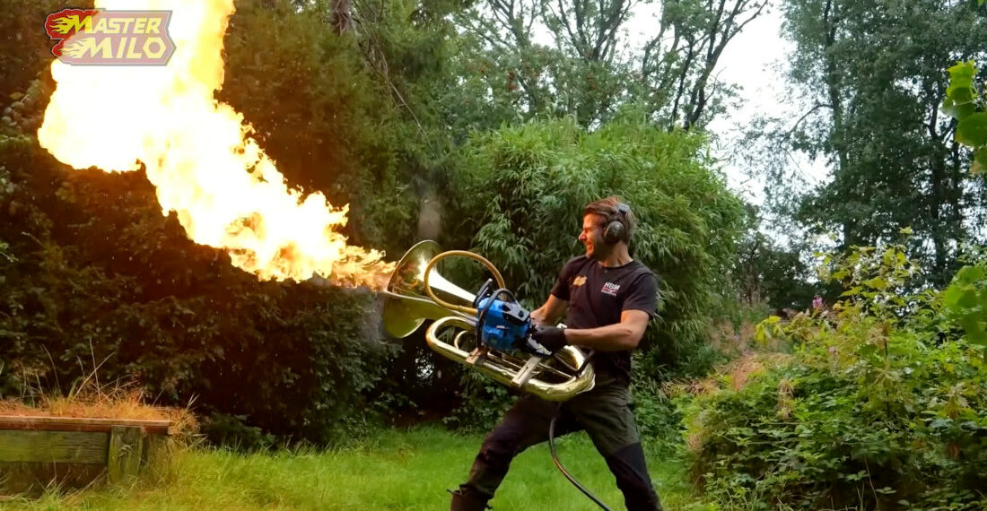 Testing A Flamethrowing Tuba: Fire In Your Hole!
