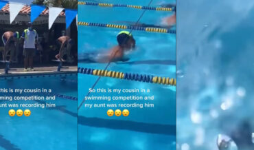 Woman Filming Her Son At Swim Meet Falls In Pool