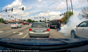 Biker Performs Burnouts At Stoplight, Gets A Flat Just Moments Later