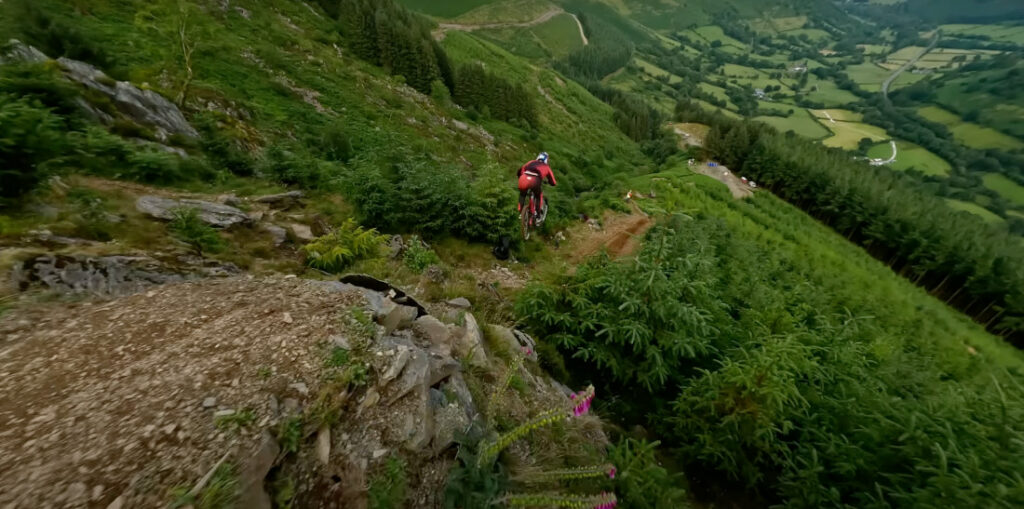 Drone Follow Down The World's Hardest Downhill Mountain Bike Track