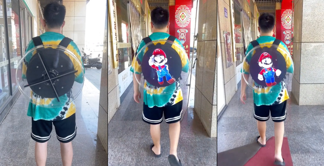 Persistence Of Vision Backpack With Holographic Mario